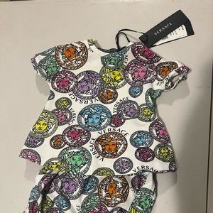 Versace Multi-color Medusa 2 piece Dress with bloomers - size 3-6 months